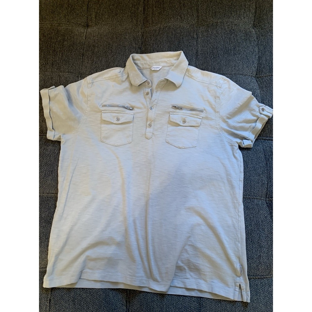 Calvin Klein Polo Shirt Mens  XLarge  light Gray‎  Short Sleeve